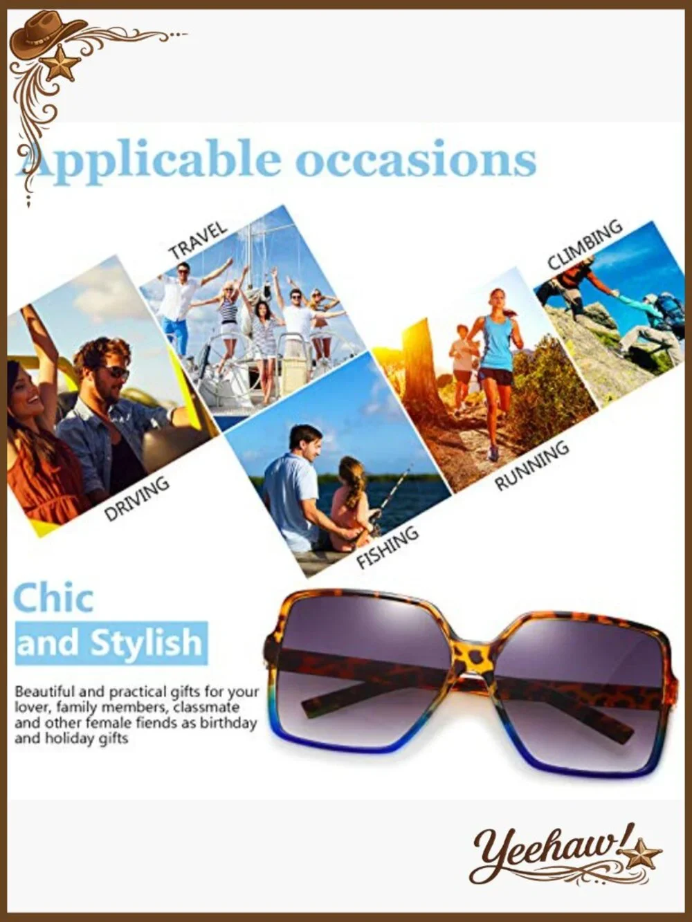 3 Pairs Oversized Square Sunglasses Vintage Polarized UV Protection Unisex - Picture 4 of 7